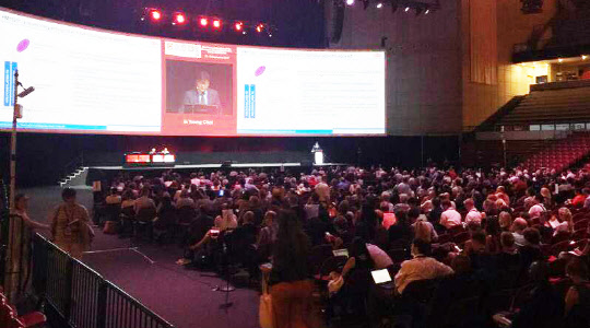 포르투갈 리스본에서 열린 제53회 유럽당뇨병학회(EASD)에서 최인영 한미약품연구센터 이사가 연구결과를 발표하고 있다.(한미약품 제공)